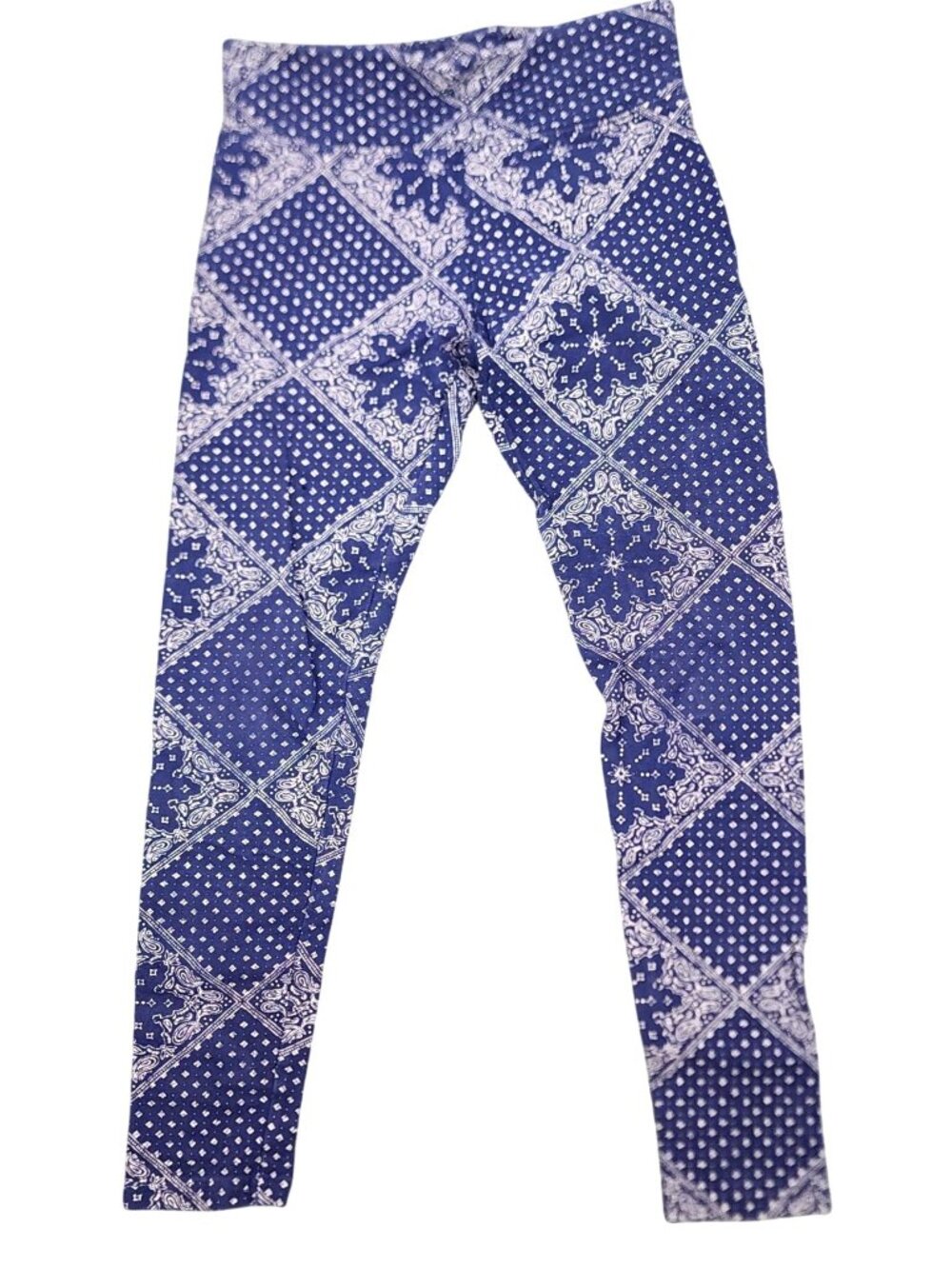 Girl's Justice Blue Bandana Leggings Pants Size 12 Skinny Cotton Blend Stretch